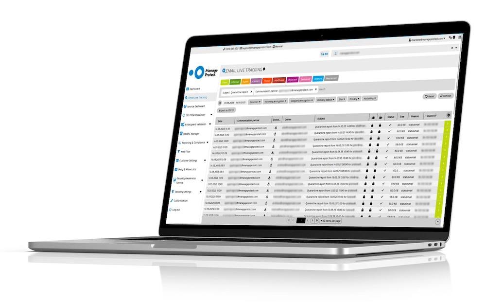 MPmail email live tracking mockup